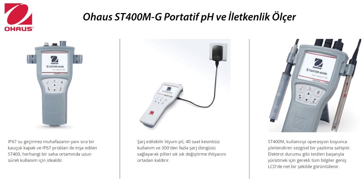 OHAUS ST400M-G Portatif pH ve İletkenlik Ölçer