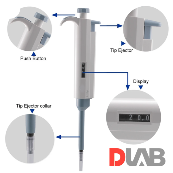 DLAB | TopPette Ayarlanabilir Otomatik Pipet 50-200 μL