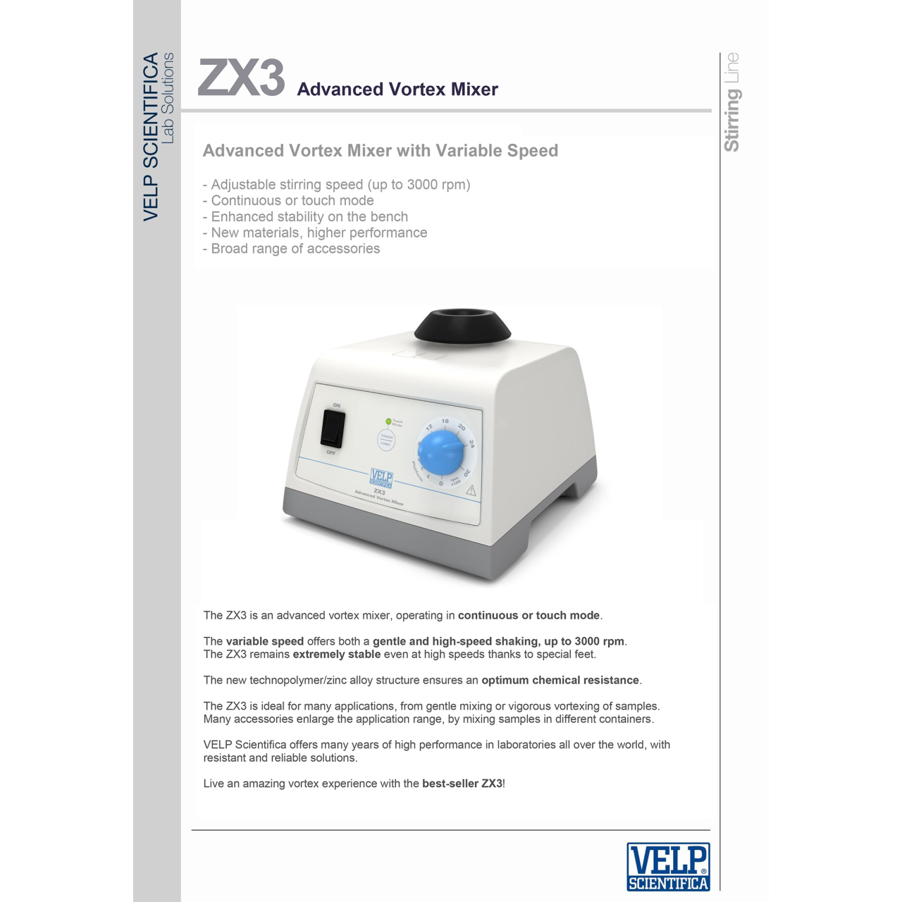 VELP | ZX3 Ayarlanabilir Gelişmiş Vorteks