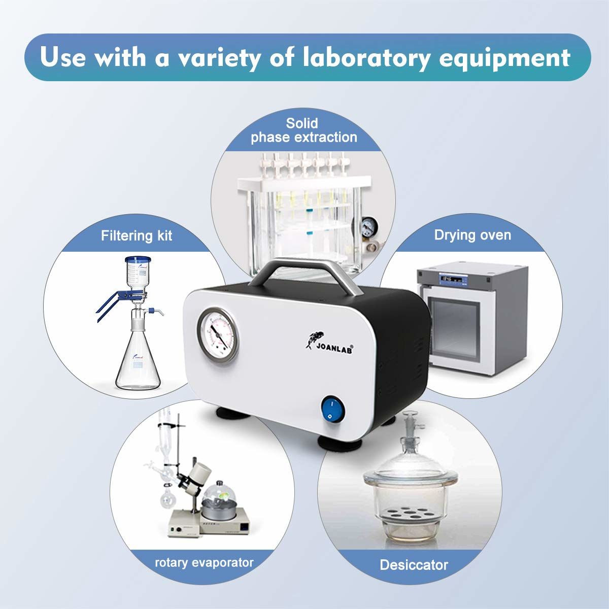 JOANLAB VP-10L Vakum Pompası Yağsız Diyafram Tip 0.075 mPa / 10 L/dk