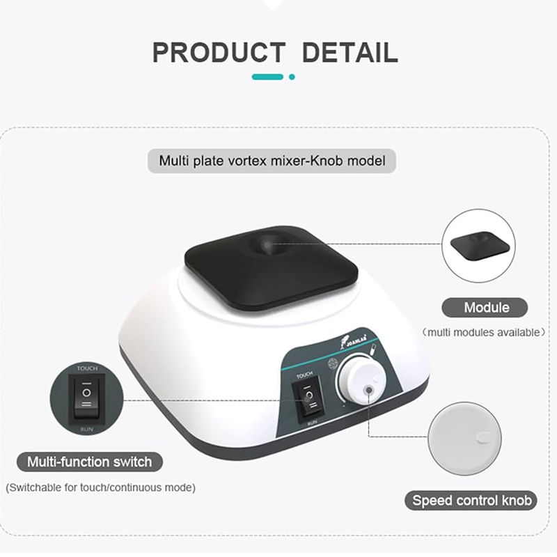 JOANLAB VM500S Çok Plakalı Vorteks Karıştırıcı WM501 ve WM502 ile 0… 3000 rpm / 4 x 50 mL/9 x 15 mL/12 x 5-10 mL/24 x 2 mL / 4.5 mm