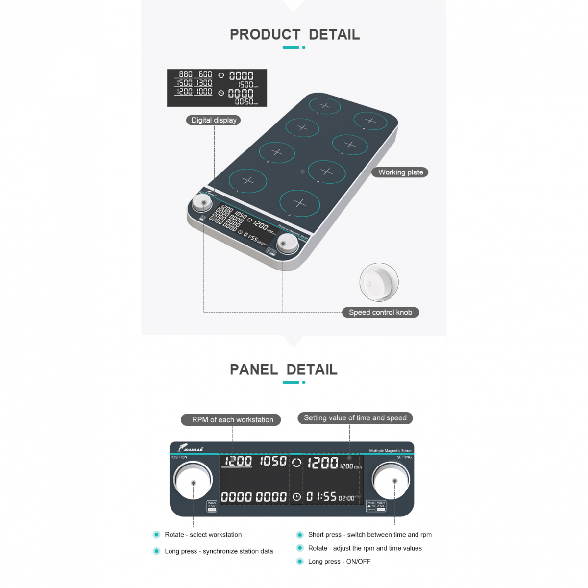 JOANLAB MMS9Pro 9 Bölmeli Manyetik Karıştırıcı 50… 1500 rpm / 9 x 500 mL