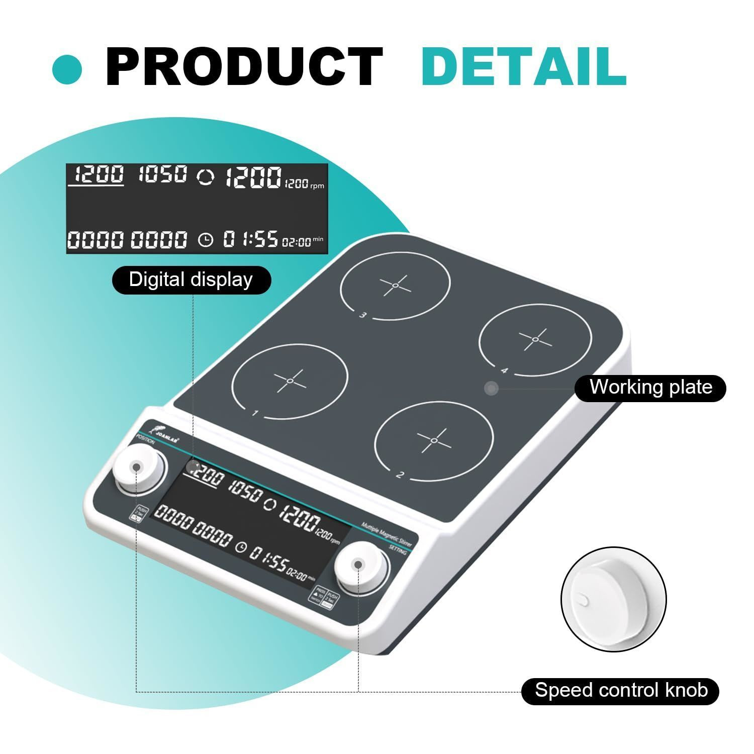 JOANLAB MMS9Pro 9 Bölmeli Manyetik Karıştırıcı 50… 1500 rpm / 9 x 500 mL