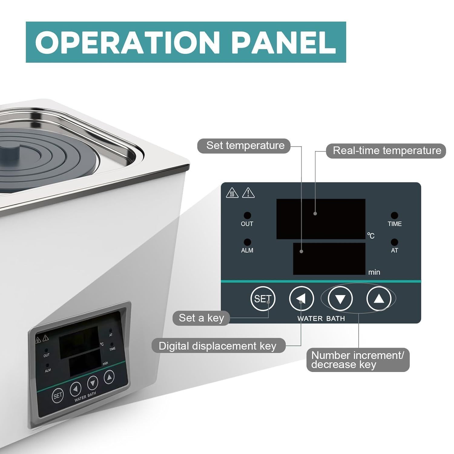 JOANLAB WB100-4 4 Gözlü Su Banyosu RT +5… 99.9 °C / 30 x 30 x 14 cm / 800 W