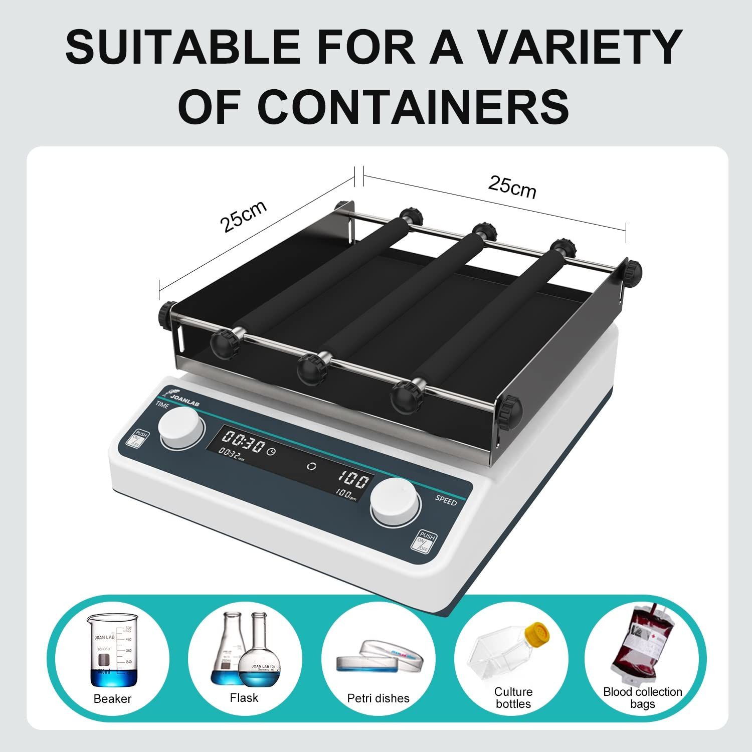 JOANLAB OS-20Pro Sabit Çalışma Plakalı Dijital Dairesel Sallanma Hareketli Çalkalayıcı 40… 200 rpm / 5 kg / 20 mm