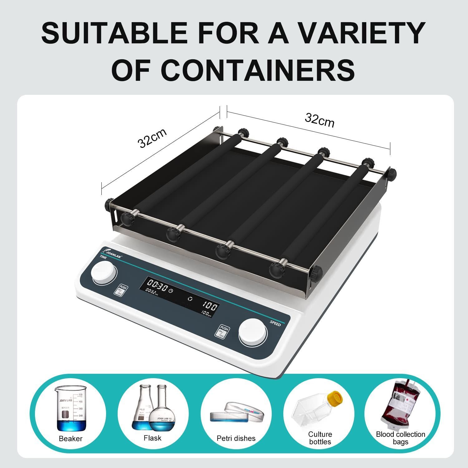 JOANLAB LS-40Pro Sabit Çalışma Plakalı Dijital Doğrusal ve Piston Sallanma Hareketli Çalkalayıcı 40… 200 rpm / 5 kg / 20 mm